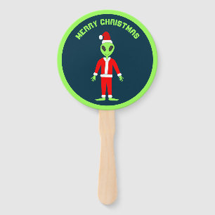 UFO Ho Ho Father Christmas alien Custom Hand Fan