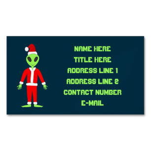 UFO Ho Ho Father Christmas alien Custom Magnetic Business Card