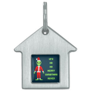 UFO Ho Ho Father Christmas alien Custom Pet ID Tag