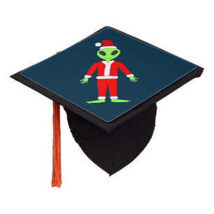 UFO Ho Ho Father Christmas alien Graduation Cap Topper