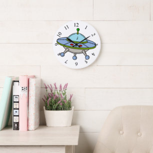 UFO illustration Large Clock