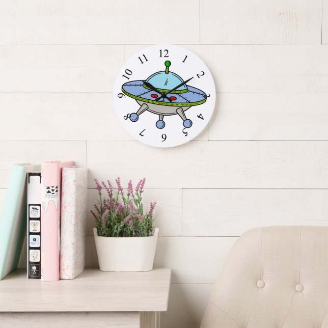 UFO illustration Large Clock (Reading Room)