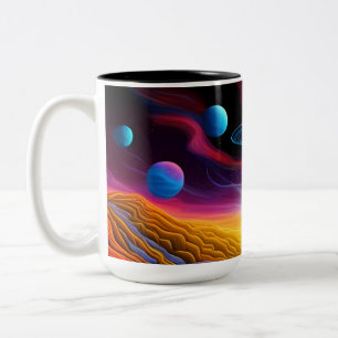 UFO In Fantasy World Two-Tone Coffee Mug