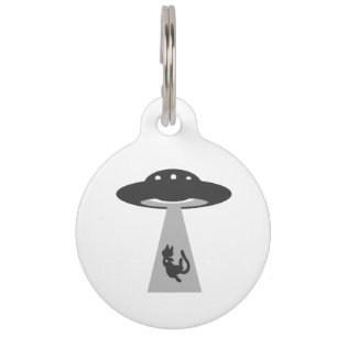UFO kidnaps cat - Choose background color Pet Tag