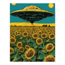 UFO Landing in a Sunflower Field – Surreal Sci-Fi