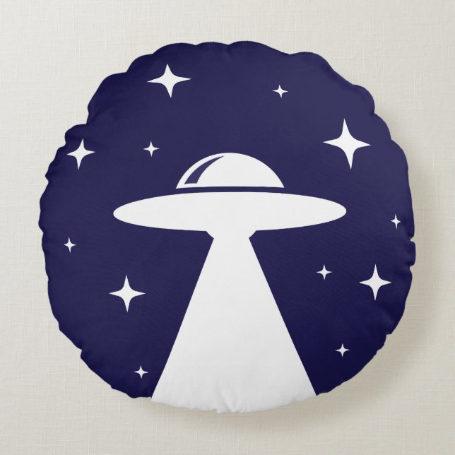 UFO Night Sky  Round Pillow (Front)