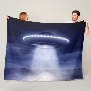 UFO OVER LONELY ROAD FLEECE BLANKET