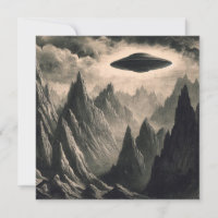 UFO over Mountains Flying Saucer Space Aliens