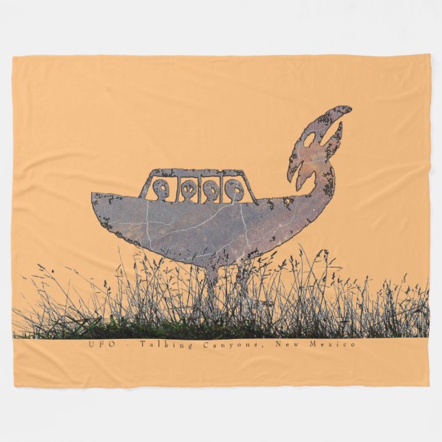 UFO Petroglyph - Talking Canyons, New Mexico Fleec Fleece Blanket (Front (Horizontal))