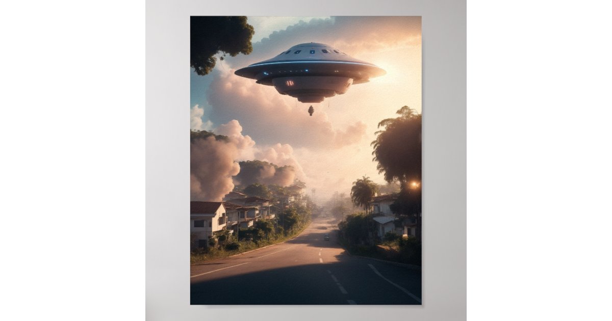 Ufo Poster Sci Fi Wall Art Alien Poster Zazzle