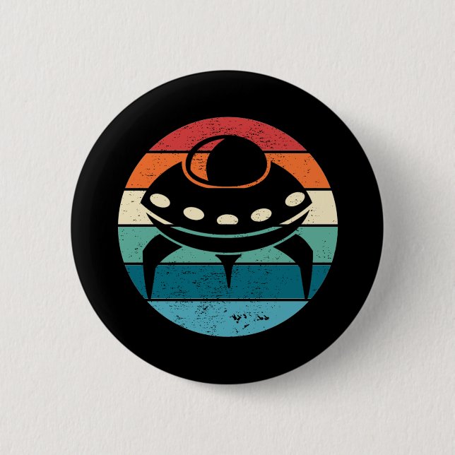 UFO Retro Sunset 2 Inch Round Button (Front)
