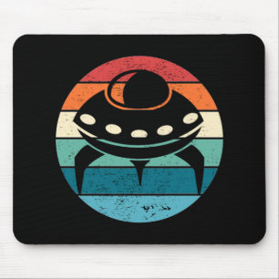 UFO Retro Sunset Mouse Pad