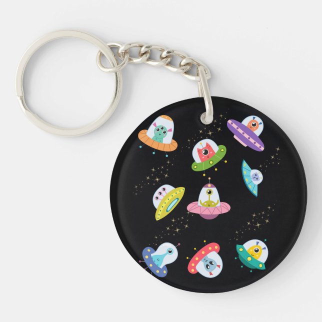 UFO SHIPS PATTERN KEYCHAIN (Front)