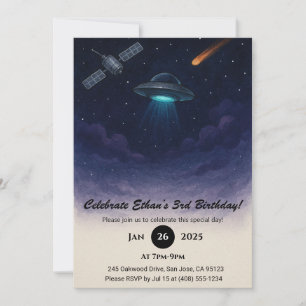 UFO Space Birthday Invitation