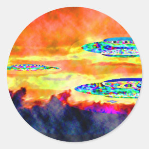 UFO Sunrise Classic Round Sticker