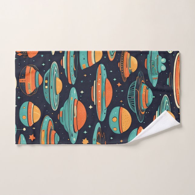 UFO vintage art Bath Towel Set (Hand Towel)