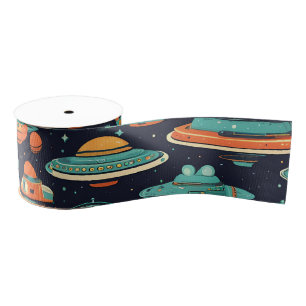 UFO vintage art Grosgrain Ribbon