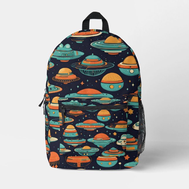 UFO vintage art Printed Backpack (Front)