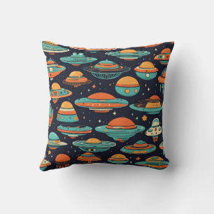 UFO vintage art Throw Pillow