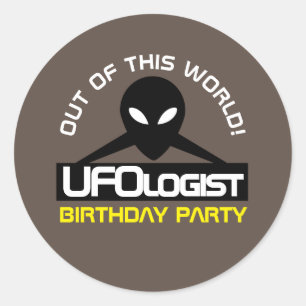 UFOlogist Party, Birthday Classic Round Sticker