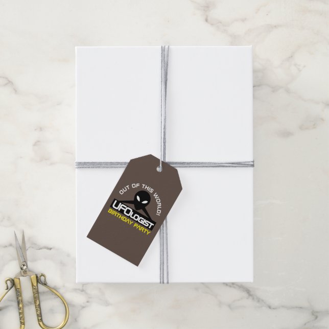 UFOlogist Party, Birthday Gift Tags (With Twine)