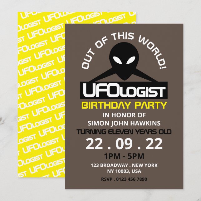 UFOlogist Party, Birthday Invitation (Front/Back)