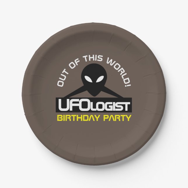 UFOlogist Party, Birthday Paper Plate (Front)