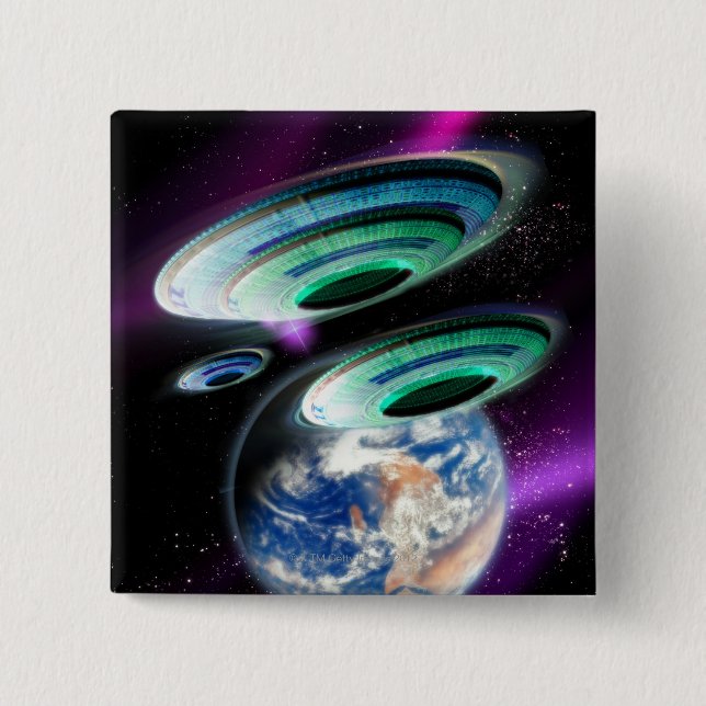 UFOs 2 Inch Square Button (Front)
