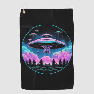 UFOs Alien Invasion Aesthetic Golf Towel
