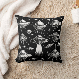 UFOs and Flying Saucers Sci Fi  Throw Pillow