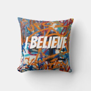 Ufos i believe grafitti colours throw pillow