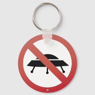 UFO's no parking! Alien Spaceship Humour Keychain