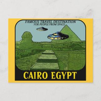 UFO'S OVER CAIRO EGYPT TRAVEL DESIGN POSTCARD
