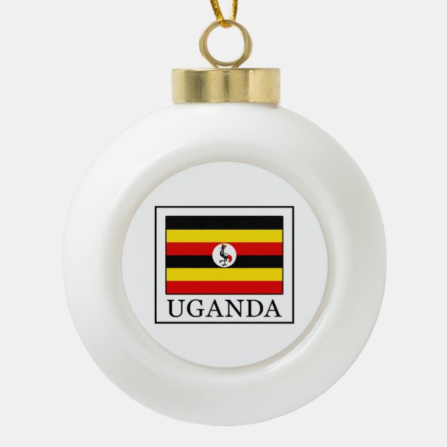 Uganda Ceramic Ball Christmas Ornament (Front)