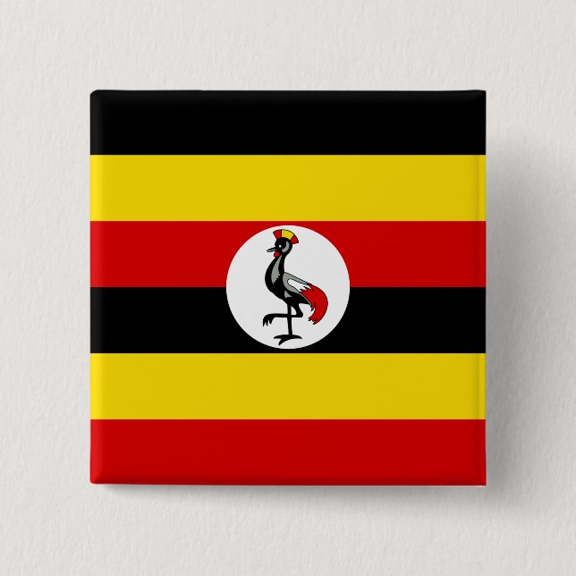 Uganda Flag 2 Inch Square Button (Front)