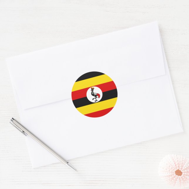 Uganda flag classic round sticker (Envelope)