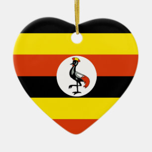 Uganda Flag Heart Ceramic Ornament