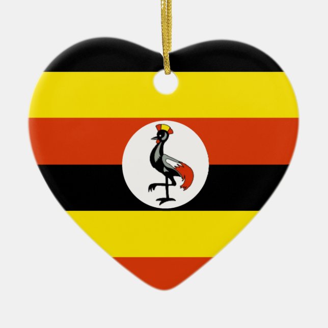 Uganda Flag Heart Ceramic Ornament (Front)