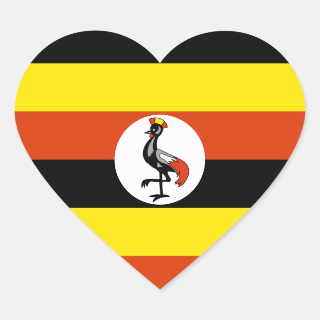 Uganda Flag Heart Sticker (Front)