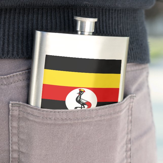 Uganda flag hip flask (In Situ)
