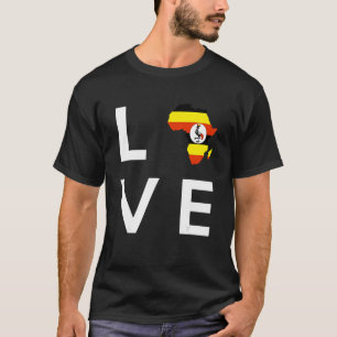 Uganda Flag Love Africa Continent Silhouette for U T-Shirt