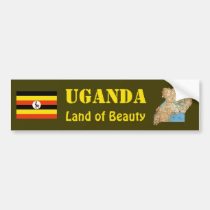Uganda Flag + Map Bumper Sticker