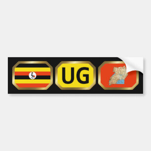 Uganda Flag Map Code Bumper Sticker