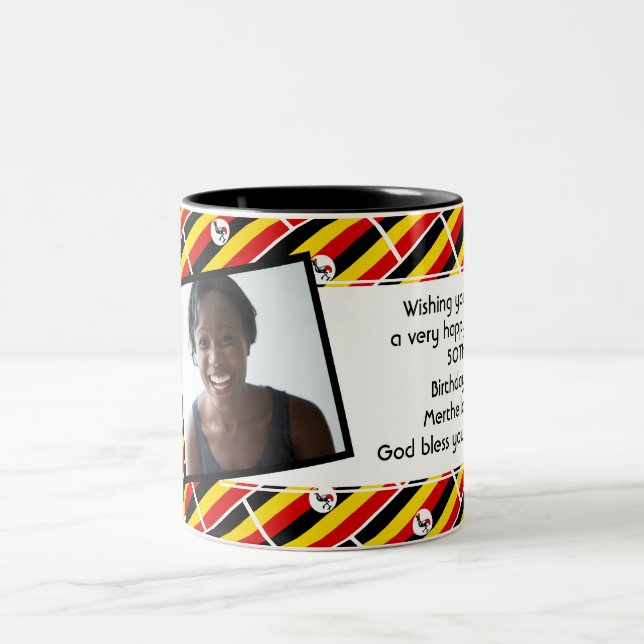 UGANDA FLAG Photo Template Add Your Text Two-Tone Coffee Mug (Center)
