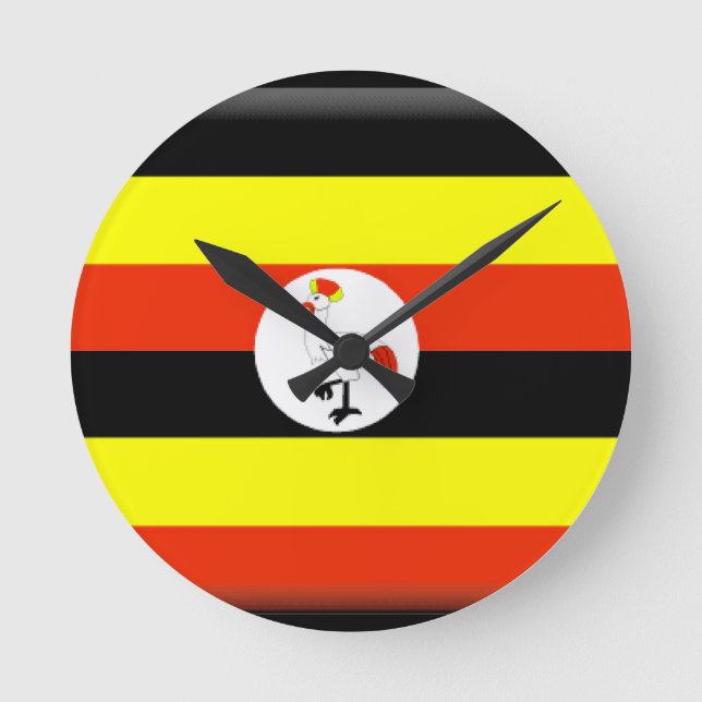 Uganda Flag Round Clock (Front)