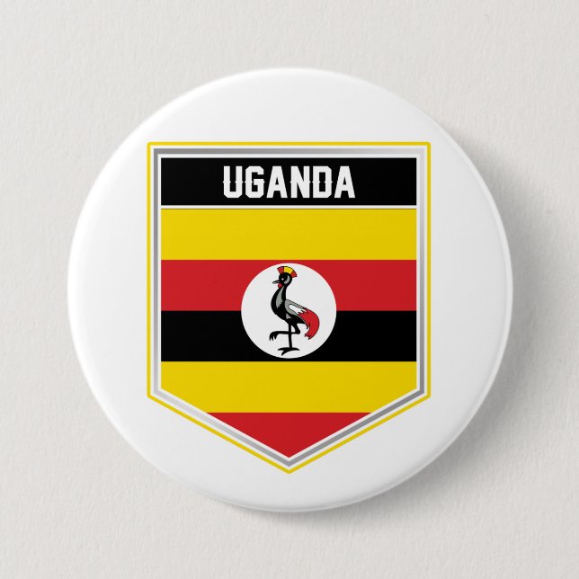 Uganda Flag Shield 3 Inch Round Button (Front)