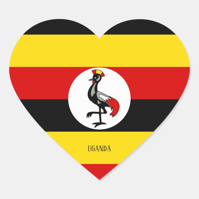 Uganda Flag Splendid Patriotic Heart Sticker (Front)