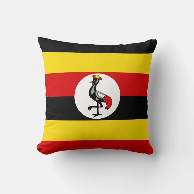 Uganda Flag Throw Pillow (Front)