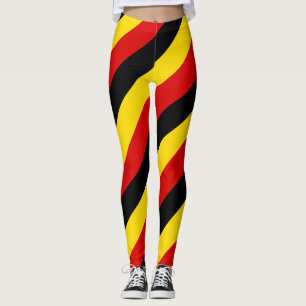 Uganda National Flag Colours Diagonal Striped Leggings
