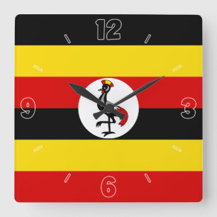 Uganda National Flag Patriotic Square Wall Clock
